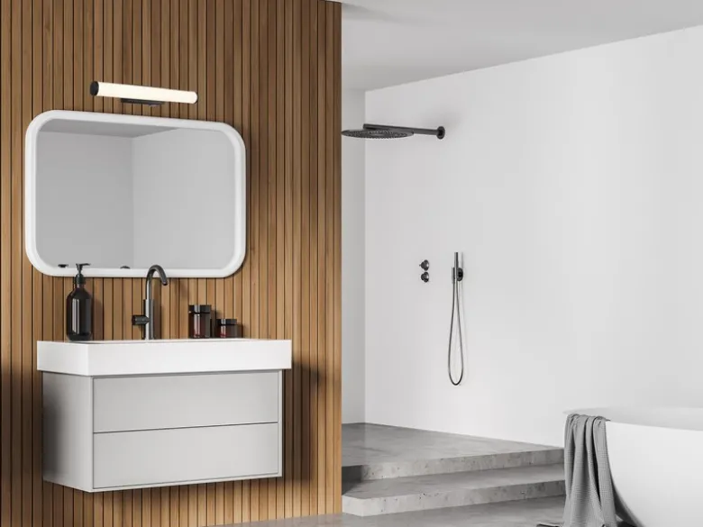 LED Bad Wandleuchte MATTIMO mit Schalter Schwarz - Spiegelleuchte, Breite 40cm