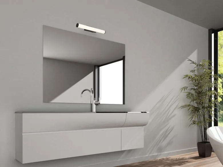 LED Bad Wandleuchte MATTIMO mit Schalter Schwarz - Spiegelleuchte, Breite 40cm