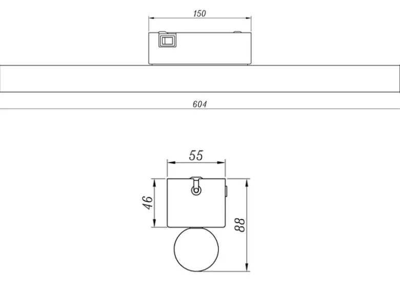 LED Bad Wandleuchten 2er Set mit Schalter Chrom - Spiegelleuchten, Breite 60cm