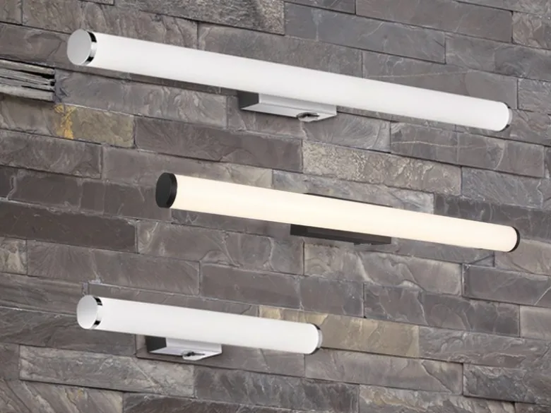 LED Bad Wandleuchten 2er Set mit Schalter Chrom - Spiegelleuchte, Breite 40cm