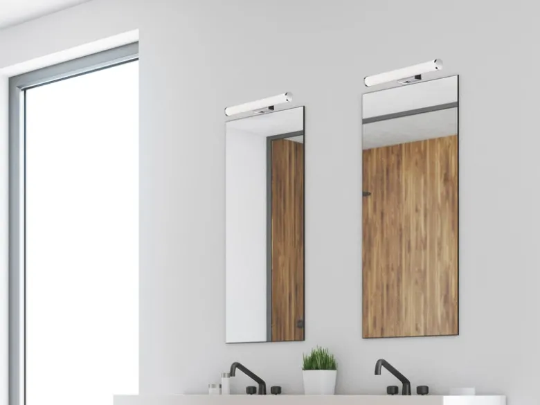 LED Bad Wandleuchten 2er Set mit Schalter Chrom - Spiegelleuchte, Breite 40cm