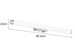 LED Bad Wandleuchten 2er Set mit Schalter Chrom - Spiegelleuchten, Breite 80cm