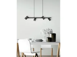 LED Balkenpendelleuchte 4-flammig in Schwarz, Breite 80cm