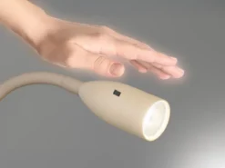 LED Bettlampe STEN Beige mit Kabel und Stecker, Gestensteuerung, Breite 4cm