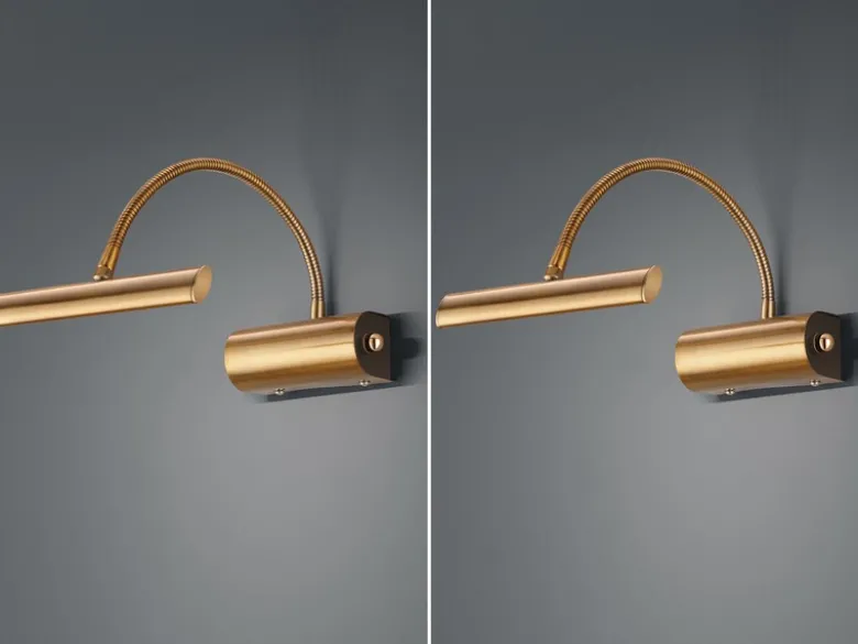 LED Bilderleuchte im 2er Set in Altmessing mit Flexarm & Drehdimmer