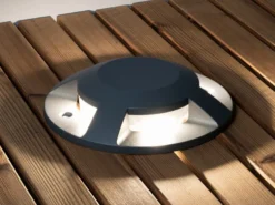 LED Bodenaufbaustrahler 4flammig Aufbauspot aussen anthrazit ALU Ø20cm IP65