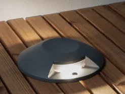 LED Bodenaufbaustrahler 2flammig Aufbauspot aussen anthrazit ALU Ø20cm IP65