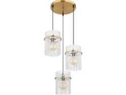 LED Cluster Pendelleuchte 3-flammig transparenten Echtglas Stäben, Ø 47cm