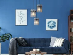 LED Cluster Pendelleuchte 3-flammig mit Rauchglas Stäben, Ø 47cm