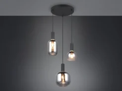 LED Cluster Pendelleuchte 3-flammig mit Glasschirmen Chrom bedampft, Ø 38cm