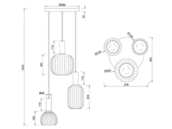 LED Cluster Pendelleuchte 3-flammig mit Glasschirmen Chrom bedampft, Ø 38cm