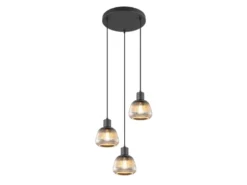 LED Cluster Pendelleuchte 3-flammig mit Glasschirmen Chrom bedampft, Ø 37cm