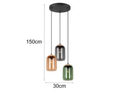 LED Cluster Pendelleuchte Lampenschirme bunt aus recyceltem Glas, Ø 30cm