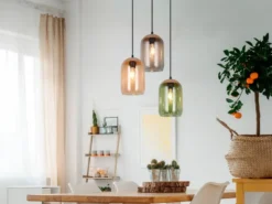 LED Cluster Pendelleuchte Lampenschirme bunt aus recyceltem Glas, Ø 30cm