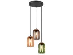 LED Cluster Pendelleuchte Lampenschirme bunt aus recyceltem Glas, Ø 30cm