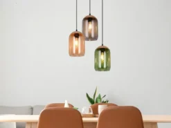 LED Cluster Pendelleuchte Lampenschirme bunt aus recyceltem Glas, Ø 30cm