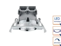 LED Deckeneinbaustrahler PAMIR eckig 3er Set schwenkbar dimmbar Chrom glänzend
