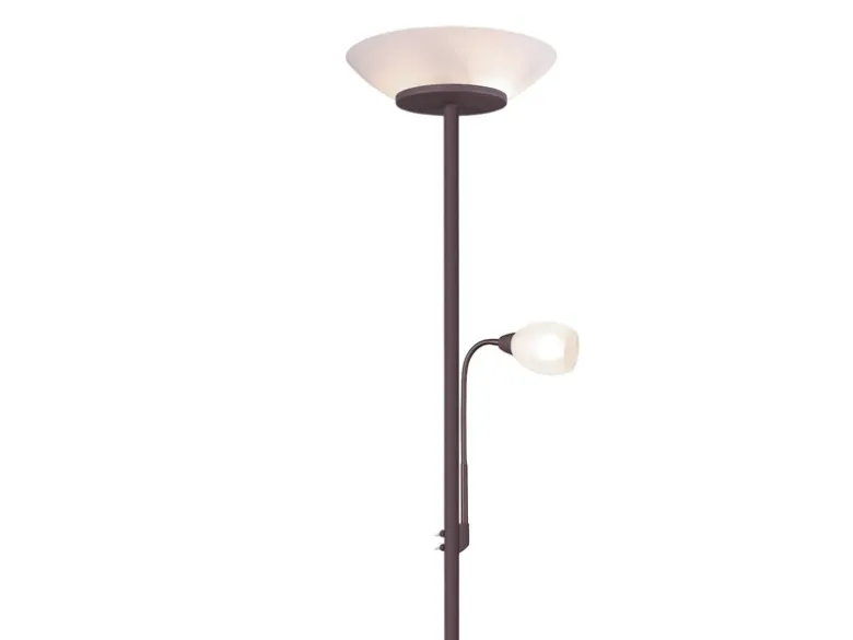 LED Deckenfluter mit Leselampe, Rostoptik & Glasschirme weiß, Höhe 180cm