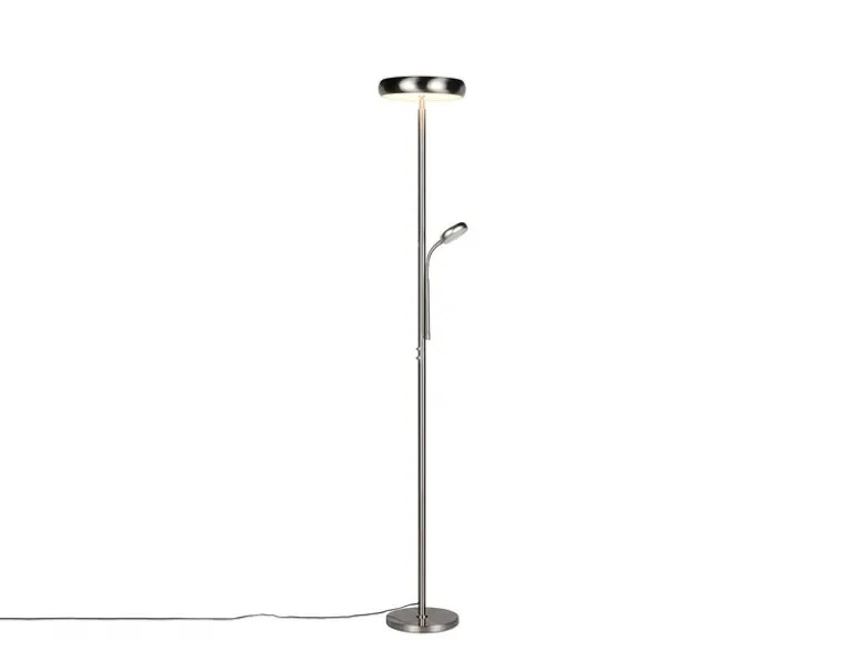 LED Deckenfluter PALERMO Höhe 183cm mit Leselampe und Fernbedienung, Silber