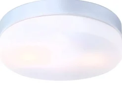 LED Deckenlampe fürs Bad, Alu silber mit Abdeckung opalweiß, Ø 24cm