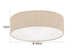 LED Deckenlampe rund mit Lampenschirm Leinen Beige, Ø 40cm