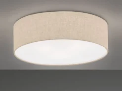 LED Deckenlampe rund mit Lampenschirm Leinen Beige, Ø 40cm