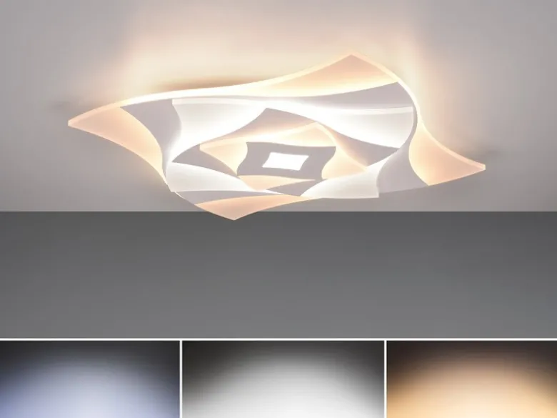 LED Deckenleuchte AKITA extra hell, mit Fernbedienung dimmbar flach 48x48cm
