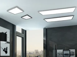 LED Deckenleuchte ALPHA Schwarz großes Panel rechteckig Ultra Slim, Breite 119cm