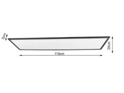 LED Deckenleuchte ALPHA Schwarz großes Panel rechteckig Ultra Slim, Breite 119cm