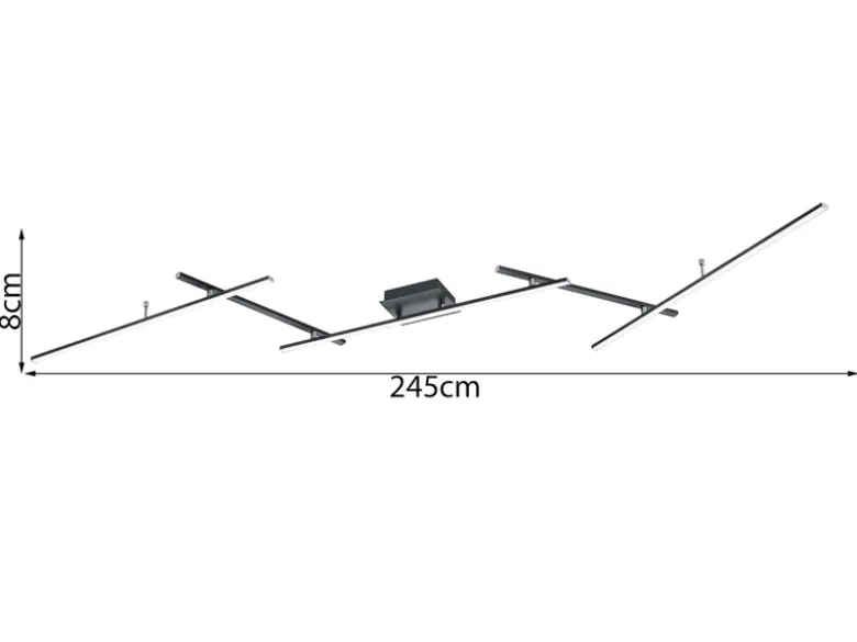 LED Deckenleuchte ARVIN Schwarz mit Fernbedienung & Farbwechsel, Breite 245cm