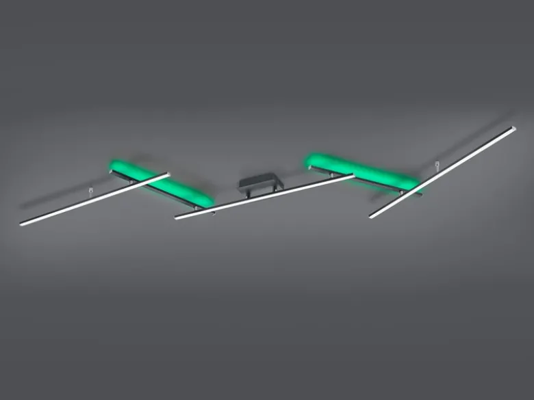 LED Deckenleuchte ARVIN Schwarz mit Fernbedienung & Farbwechsel, Breite 245cm