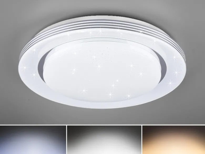 LED Deckenleuchte ATRIA mit Fernbedienung dimmbar Sternenhimmel Weiß Ø 48cm
