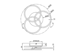 LED Deckenleuchte CIRCLE Silber 3 Ringe verstellbar Nachtlicht, Ø 43cm