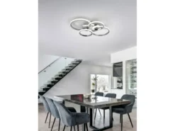 LED Deckenleuchte CIRES dimmbar, Kristall Ringe schwenkbar Chrom, Breite 65cm