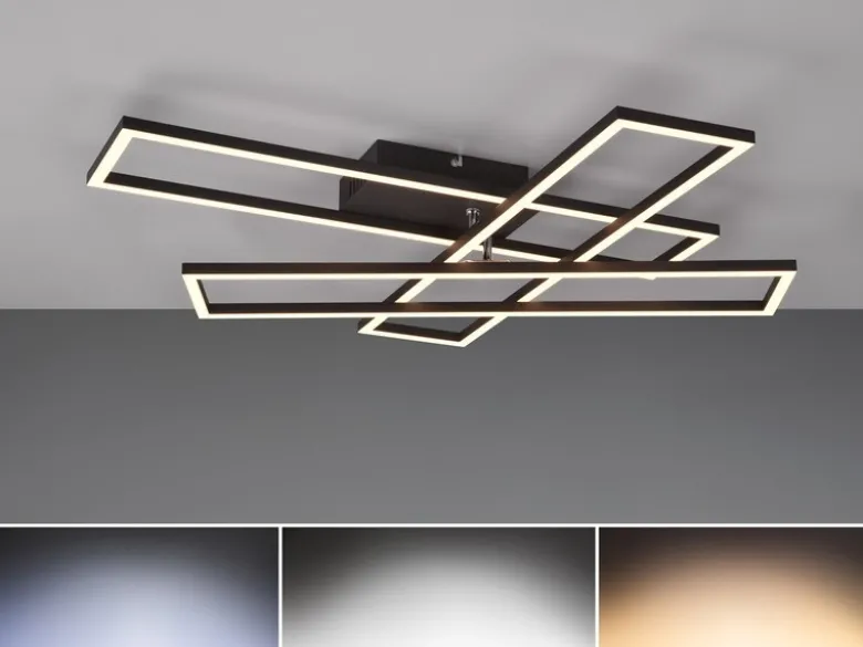 LED Deckenleuchte CORSO mit Fernbedienung & Tageslicht, Schwarz Breite: 66cm
