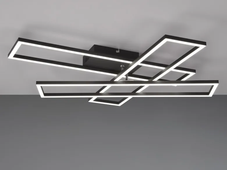 LED Deckenleuchte CORSO mit Fernbedienung & Tageslicht, Schwarz Breite: 66cm