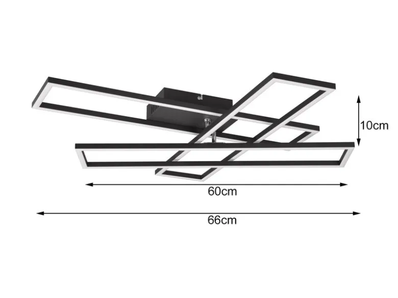 LED Deckenleuchte CORSO mit Fernbedienung & Tageslicht, Schwarz Breite: 66cm