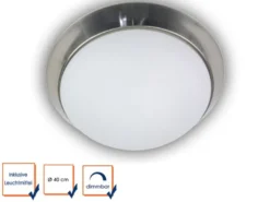 LED Deckenleuchte / Deckenschale, Opalglas matt, Dekorring Nickel matt, Ø 40cm