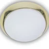 LED Deckenleuchte Deckenschale Opalglas matt, Dekorring Messing poliert, Ø 40cm