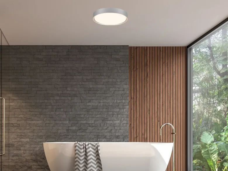 LED Deckenleuchte 2er Set in Grau Titanfarben IP44 Badlampen, Ø 33cm