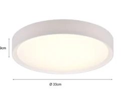 LED Deckenleuchte 2er Set in Weiß IP44 Badlampen, Ø 33cm