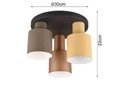 LED Deckenleuchte 3-flammig mit Metall Lampenschirmen bunt, Ø 37cm