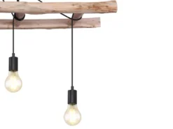 LED Deckenleuchte 4-flammig mit Leiter Holzbalken, Breite 115cm