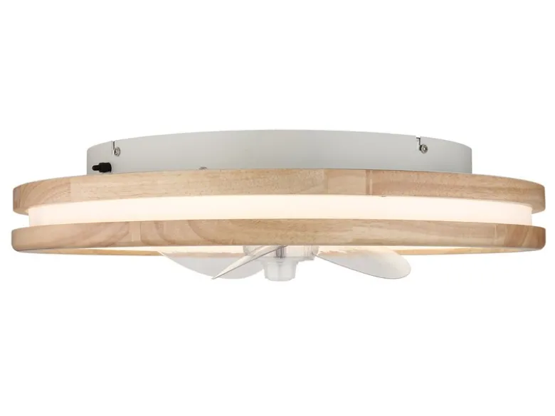 LED Deckenleuchte GATIAN mit Ventilator und Fernbedienung aus Holz, Ø 50cm