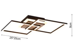 LED Deckenleuchte GIRO mit Fernbedienung, 2 Quadrate Schwarz, Breite 57,5cm