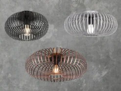 LED Deckenleuchte Gitter Lampenschirm Metall in Schwarz, Ø 30cm