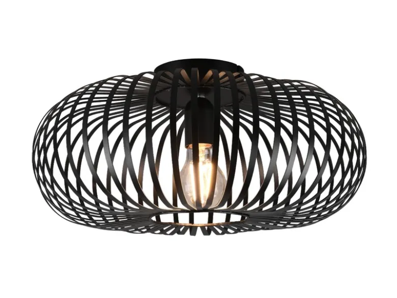 LED Deckenleuchte Gitter Lampenschirm Metall in Schwarz, Ø 40cm