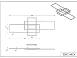 LED Deckenleuchte IRVINE Silber mit Fernbedienung hell & dimmbar, Breite 105cm