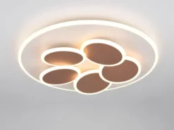 LED Deckenleuchte MANDALA Grau Braun mit Fernbedienung dimmbar, Tageslicht Ø49cm