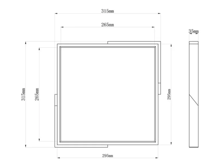 LED Deckenleuchte META eckig Weiß mit Holz, 3 Stufen Dimmer, Quadrat 31cm